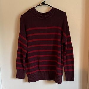 LOFT Burgundy and Red Striped Sweater size M
